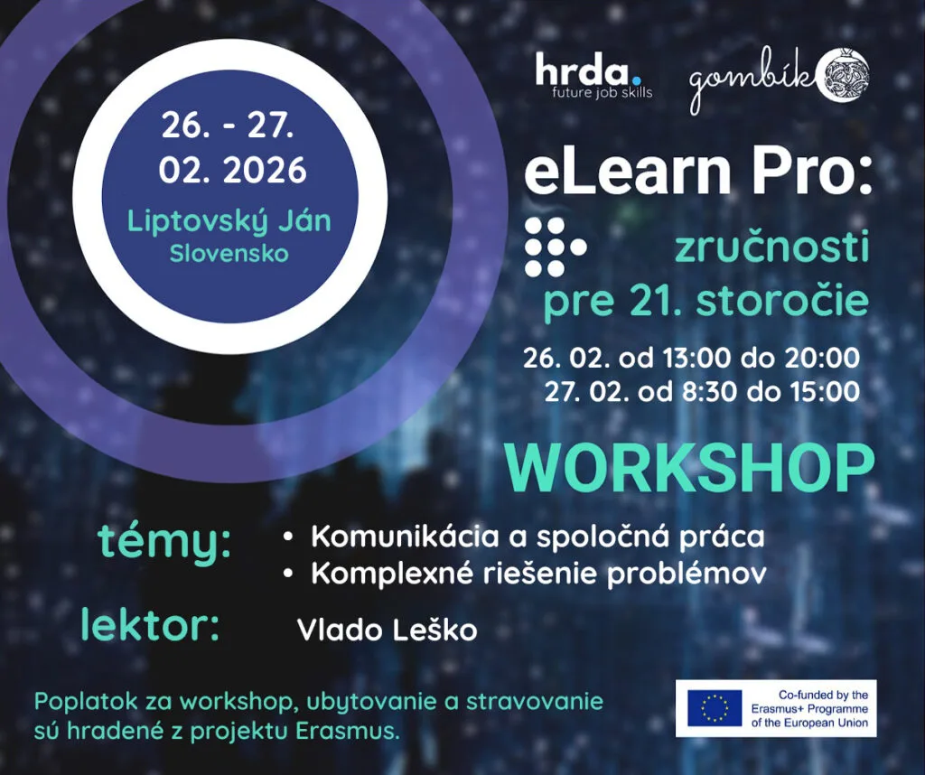 Plagát workshopu eLearn Pro, 26. – 27. 2. 2026, Liptovský Ján