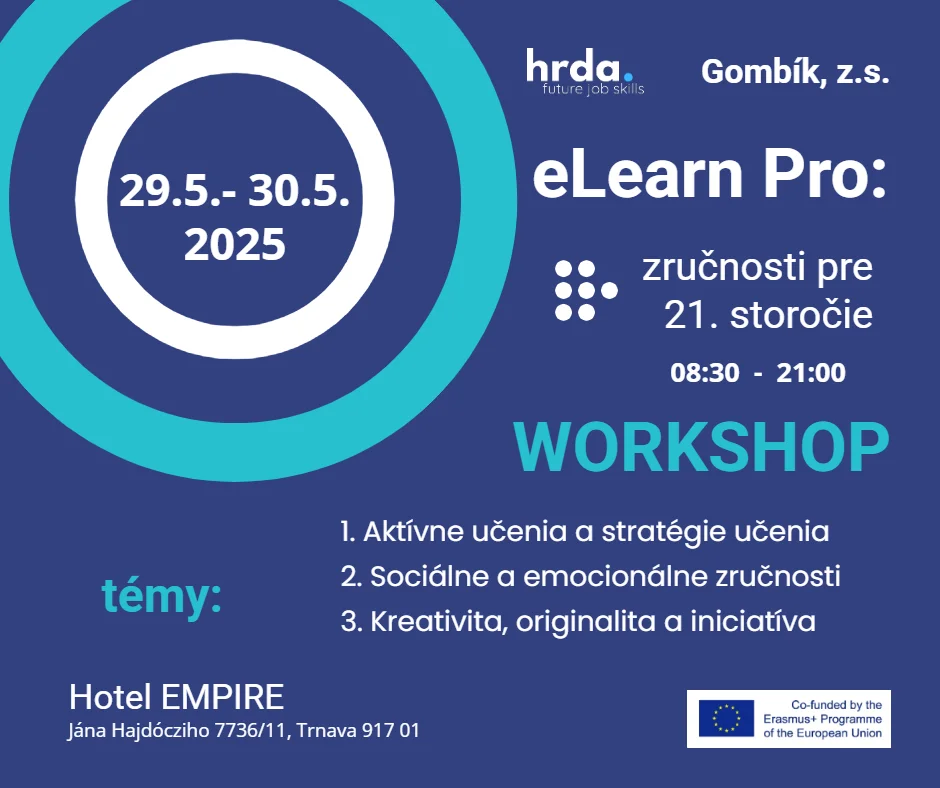 Plagát workshopu eLearn Pro, 29. – 30. 5. 2025