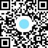 Čiernobiely QR kód so svetlomodrou bodkou v strede.